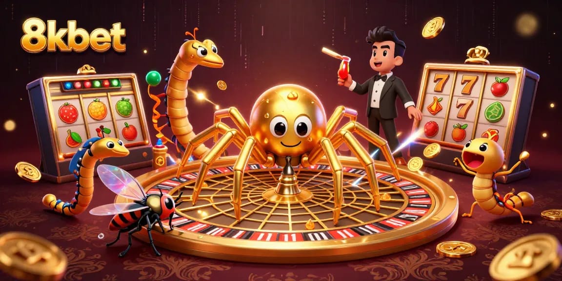 Experience thrilling gaming with 8kbet's vibrant 3D casino scene, featuring dynamic action and excitement.