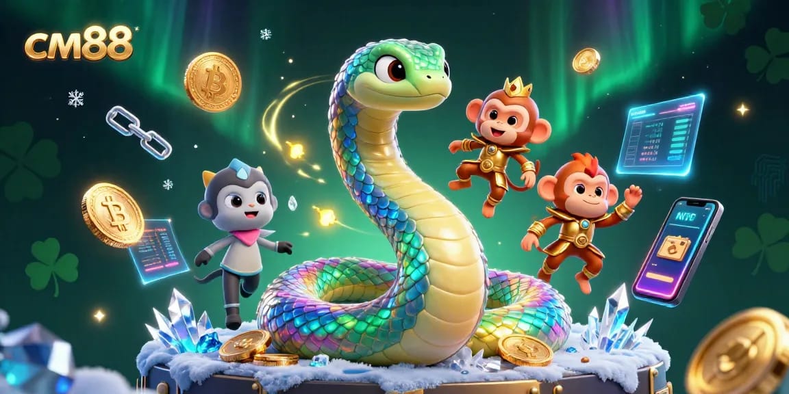 Khám phá cm88 với chiếc rồng cầu vồng huyền bí và những đồng tiền điện tử lấp lánh trong không gian sòng bạc.