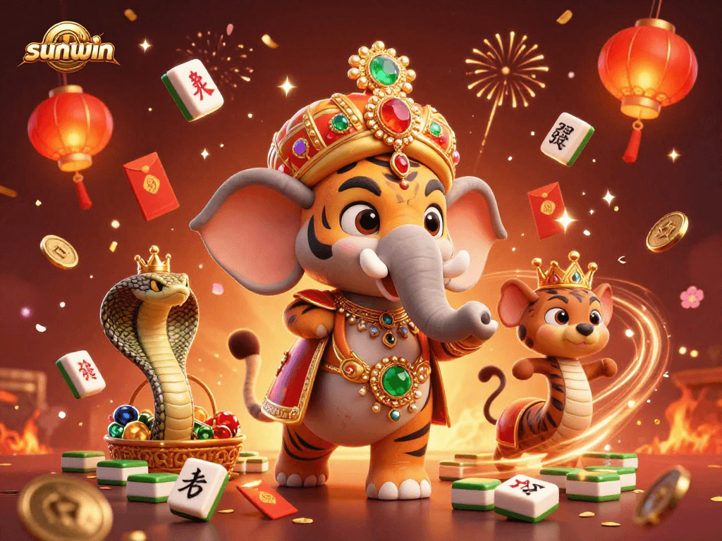 Unleash winning strategies with the vibrant sunwin theme, decorated with gold coins and fireworks.