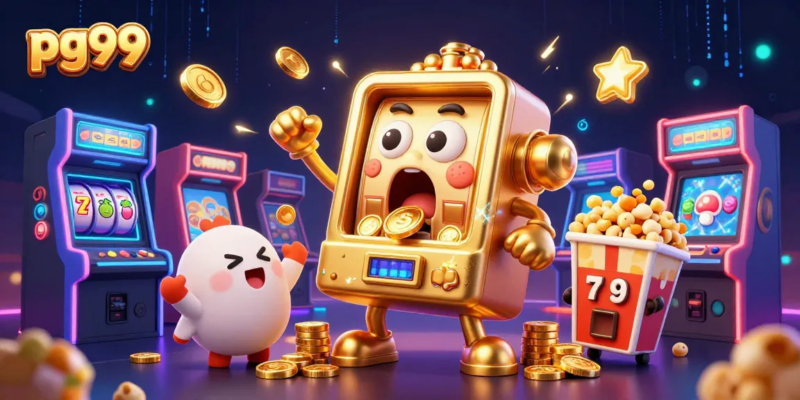 Hit the jackpot with pg99's golden slot machine showering coins in this vibrant casino scene.