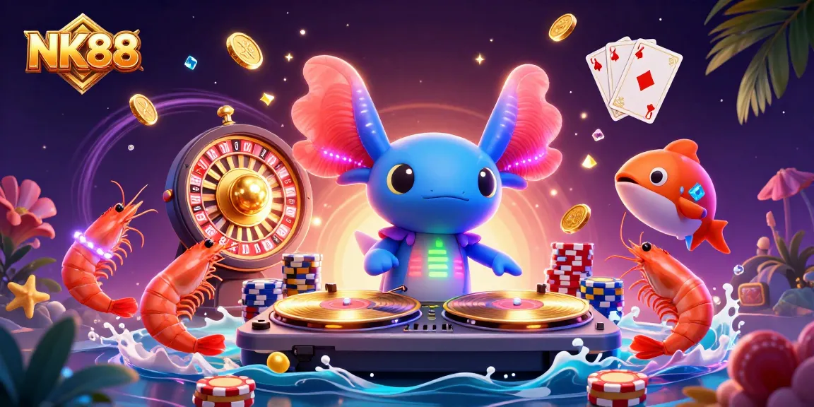 Engage with NK88's thrilling world of underwater casino fun featuring colorful characters and dynamic gambling elements.
