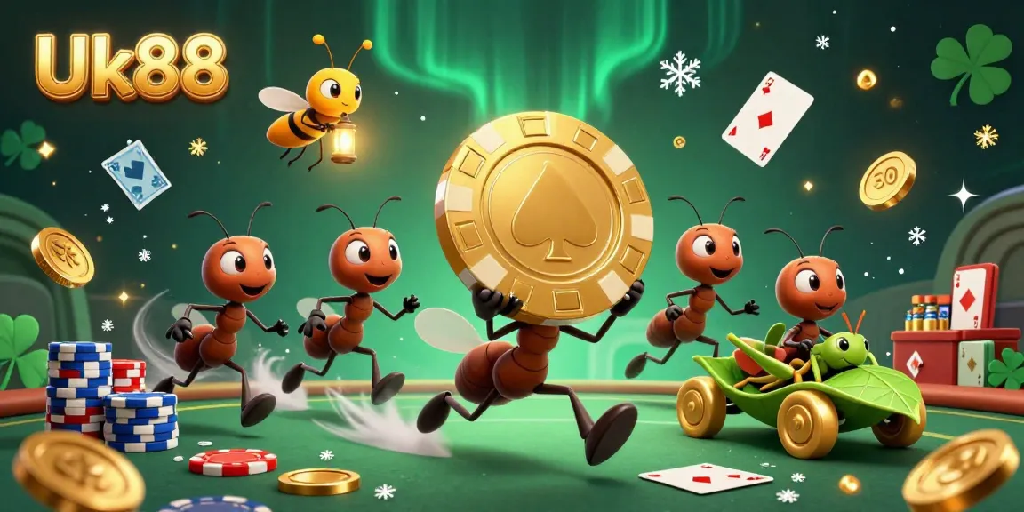 Engage with Uk88's thrilling poker heist in a vibrant 3D cartoon illustration.