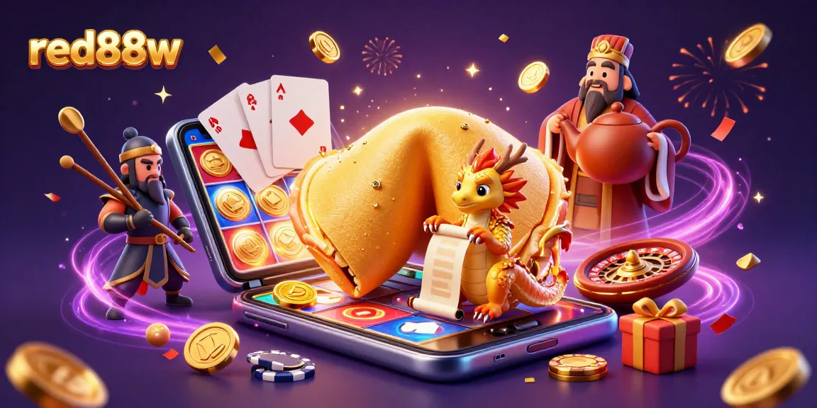 Experience thrilling wins with red88w as golden coins and prosperous slot games fill the scene.