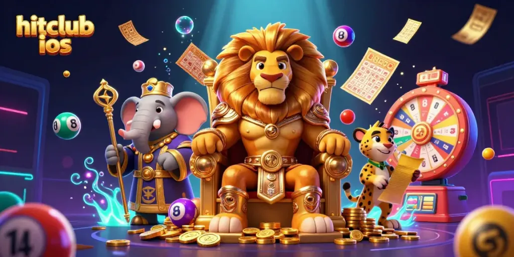 Experience the thrill of gaming with hitclub ios in this vibrant 3D scene featuring iconic casino characters.
