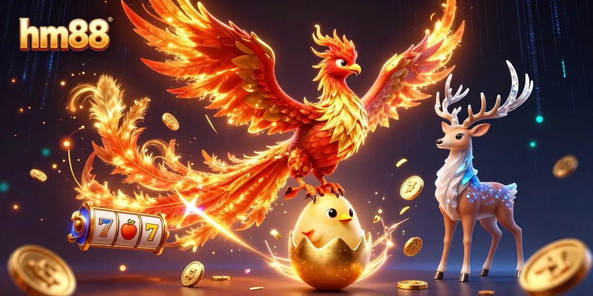 Engage in thrilling hm88 slots action with a dynamic scene featuring mythical creatures and colorful graphics.