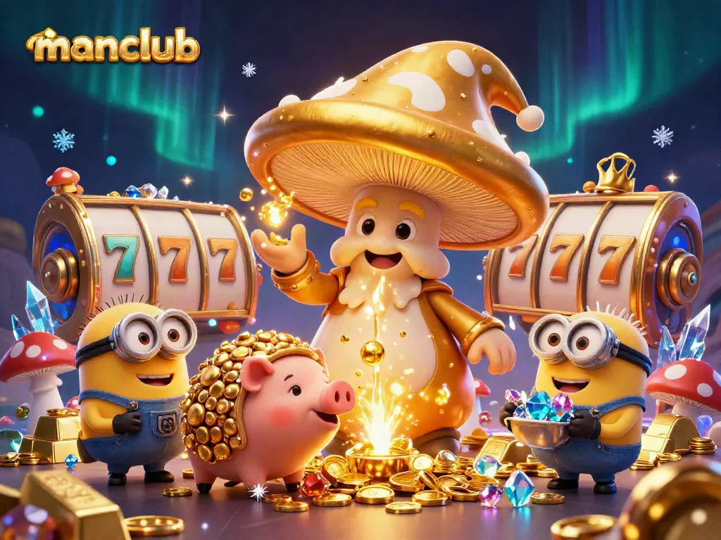 Experience endless fun with manclub's gaming adventures featuring magical treasures and slot reels.