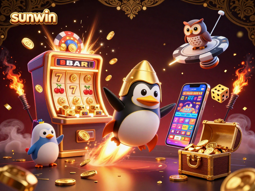Engage with sunwin's exciting casino adventures featuring a golden penguin and vibrant jackpots.