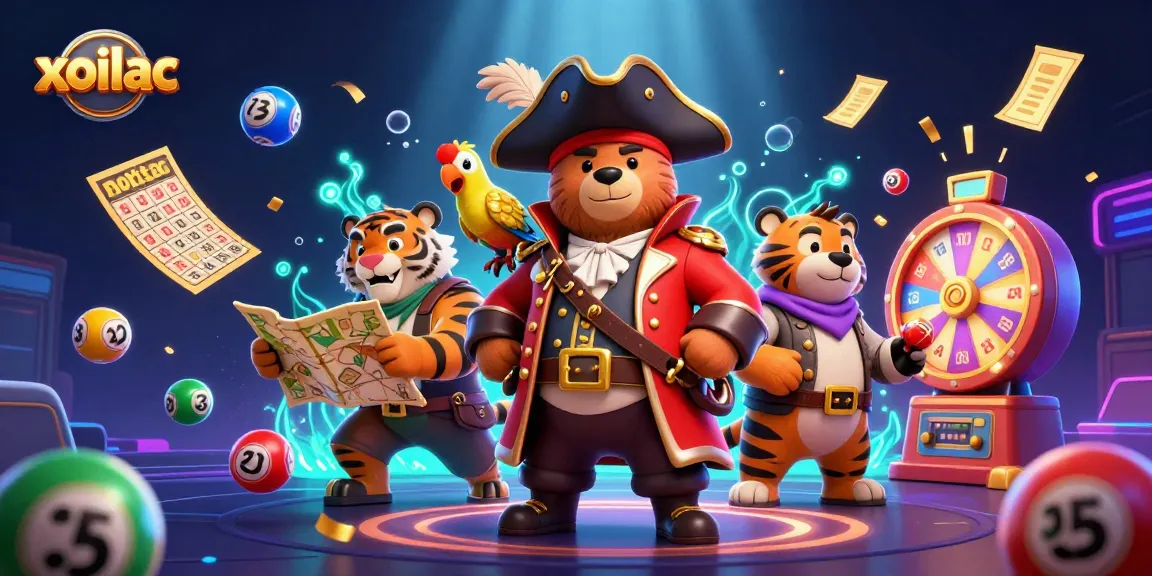 Xoilac enhances excitement with vibrant lottery elements and engaging characters in the scene.