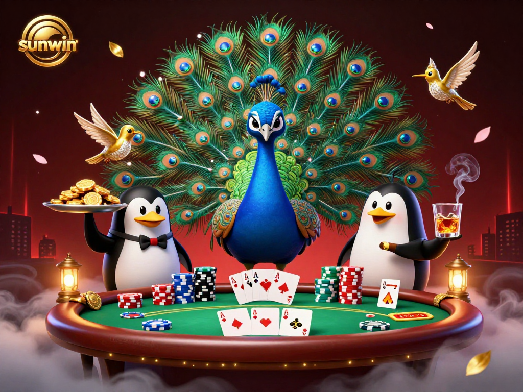 Play and win at sunwin casino with colorful poker chips and festive characters!