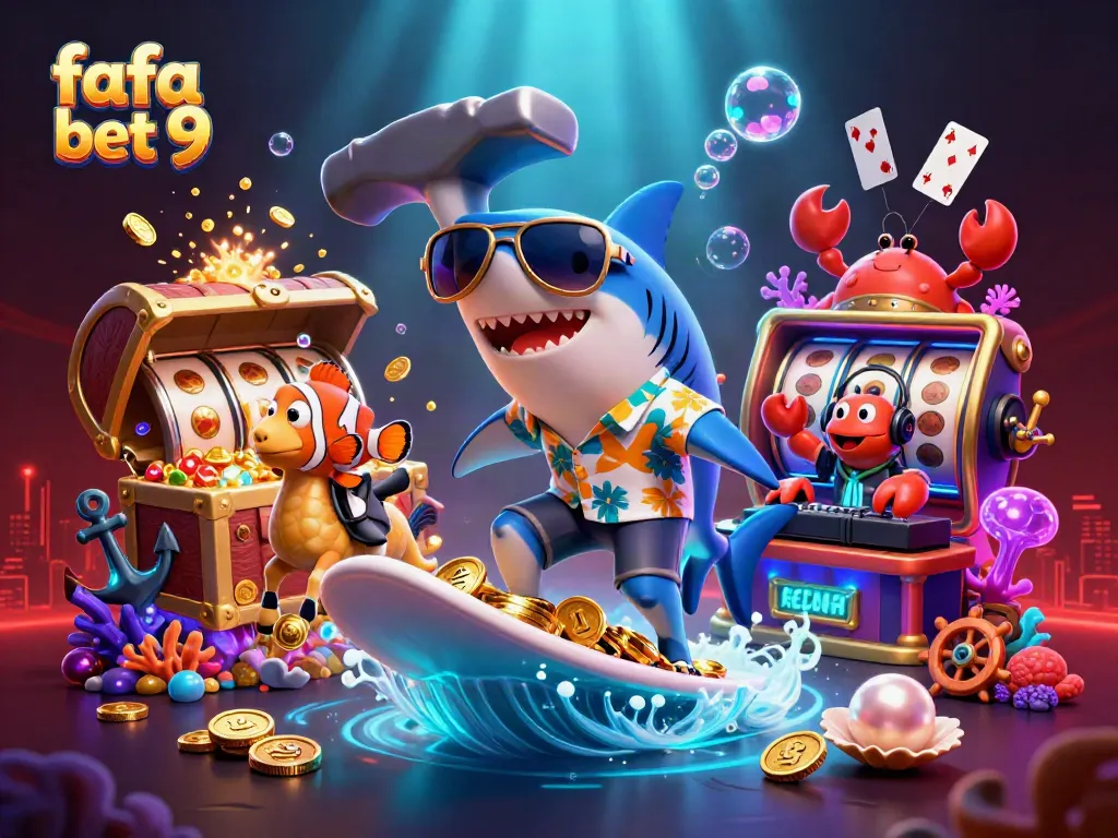 Experience thrilling slots and games with Fafa Bet 9 in this vibrant underwater casino scene.