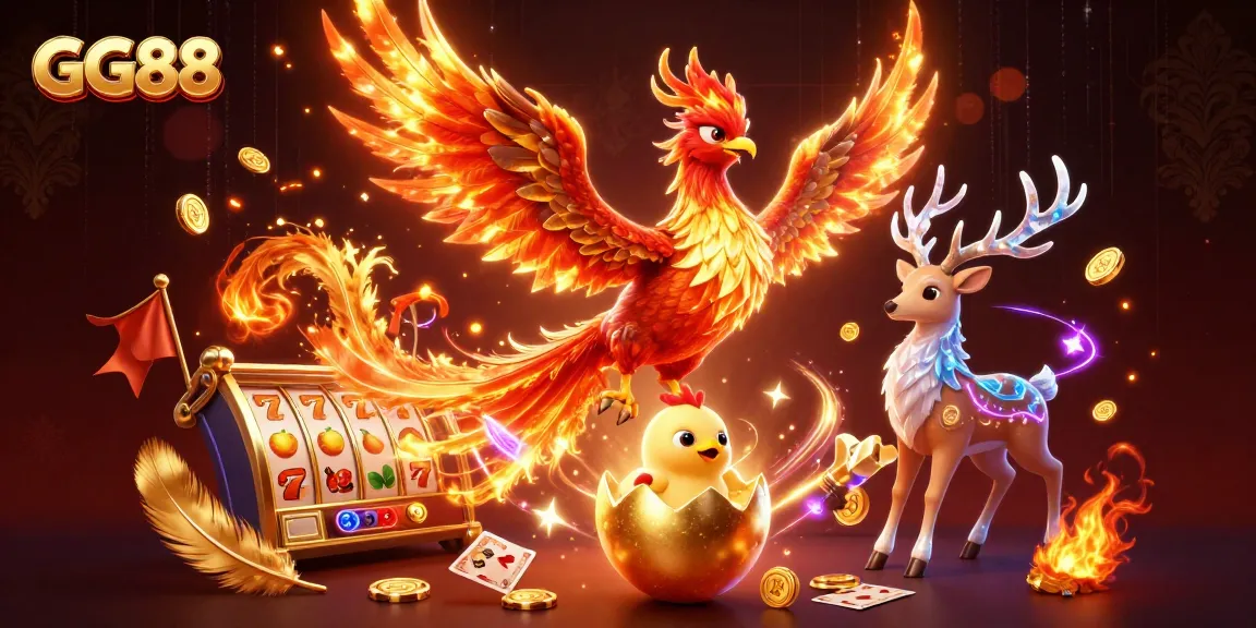 Experience exhilarating gameplay with GG88's dynamic casino scene featuring unique characters and game elements.