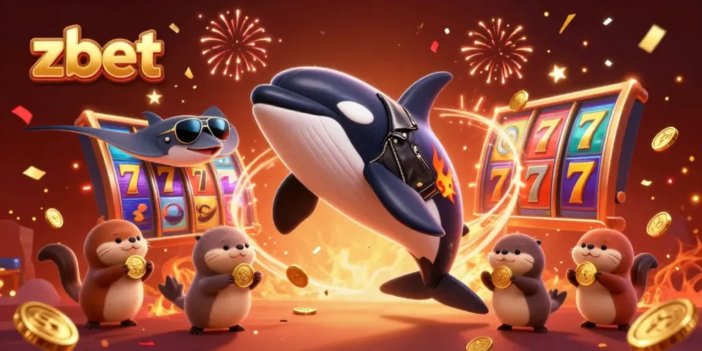 Experience fantastic payouts at Zbet with a thrilling scene of an orca, stingray, and otters celebrating winnings.