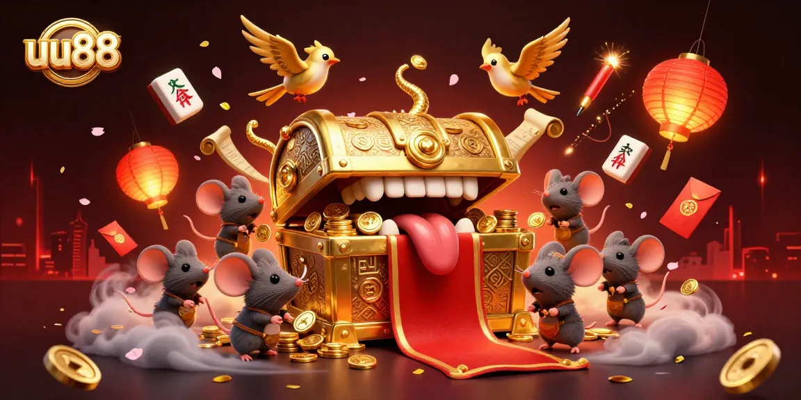 Engage with uu88 through a vibrant 3D illustration showcasing adventure and riches in an online casino.