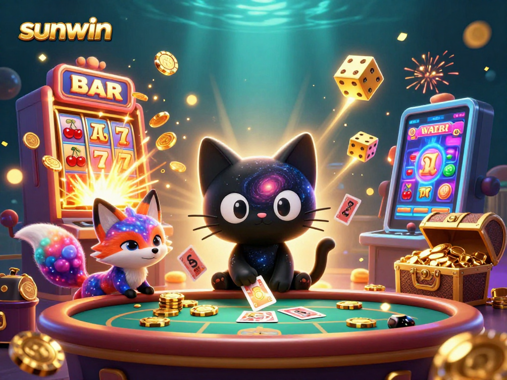Experience thrilling gameplay with sunwin’s 3D casino world featuring a black hole cat and a nebula fox.