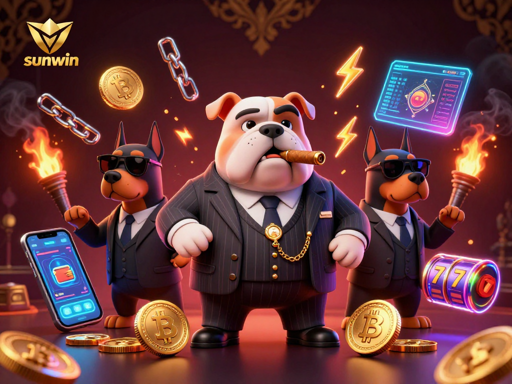 Engage with sunwin's mafia-themed casino features in stunning 3D illustration full of rich details.