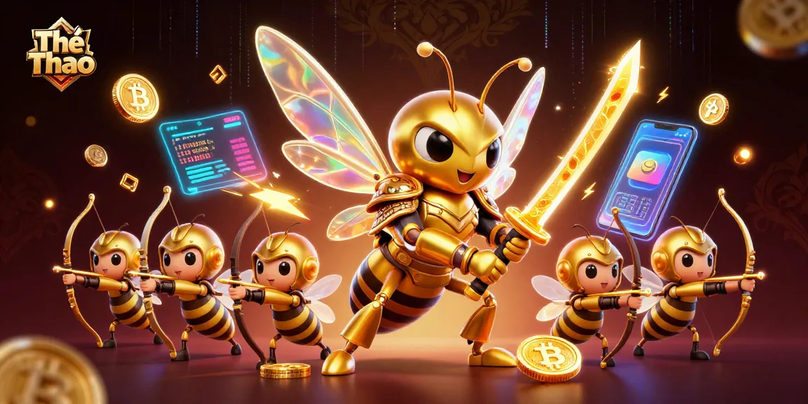 Experience Thể Thao action with a samurai hornet battling surrounded by cryptocurrency elements and a vibrant casino atmosphere.