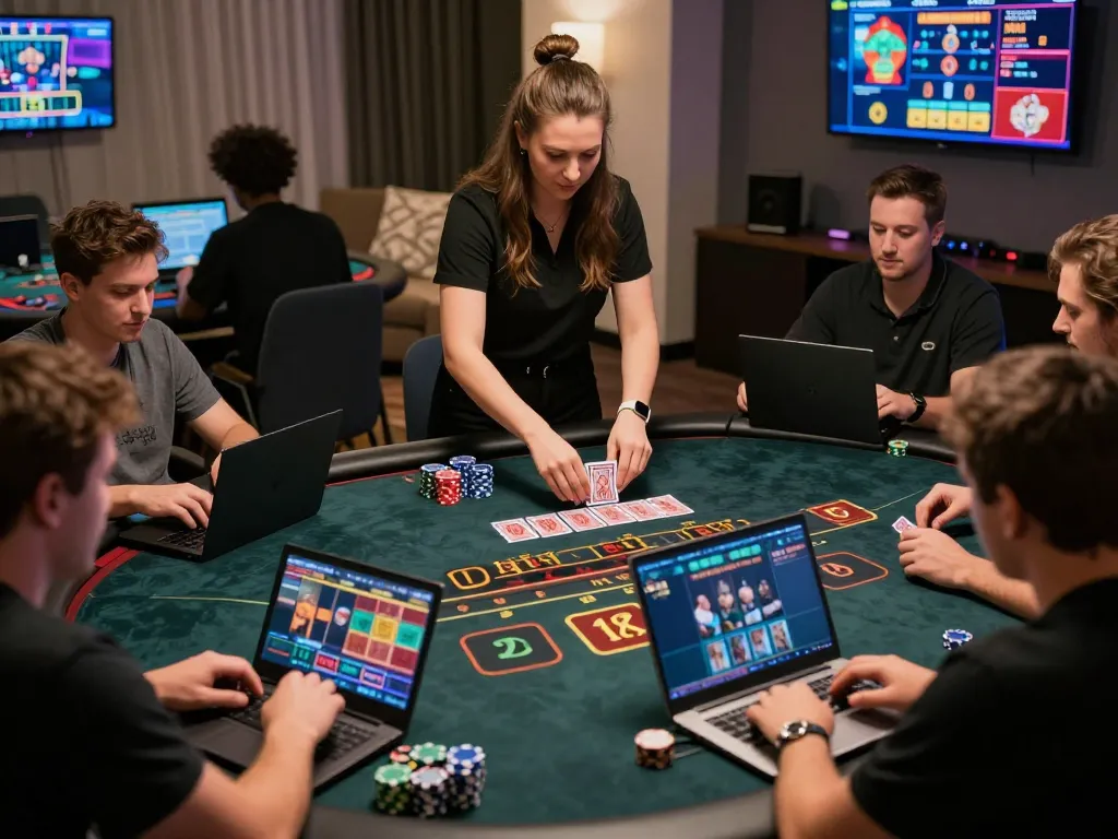 Engaged players at cm88casino enjoying a live dealer game while strategizing for optimal betting.