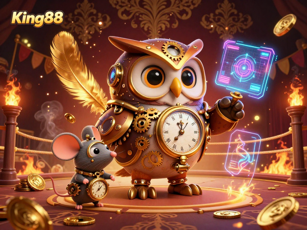Experience thrilling cockfighting action at King88 with dynamic elements and vibrant casino visuals.