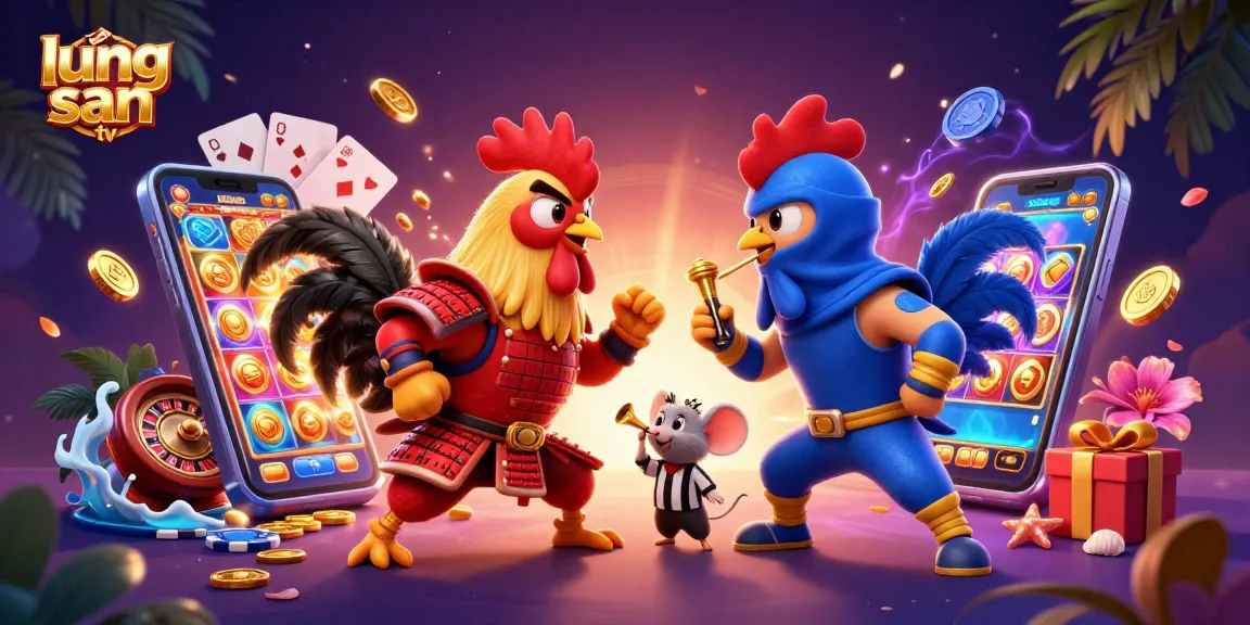 Engage with lương sơn tv's vibrant casino action featuring fighting roosters amidst dynamic gaming elements.