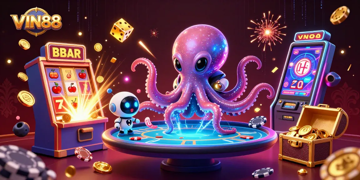 Experience engaging games and big wins at VIN88 with a thrilling 3D casino illustration.