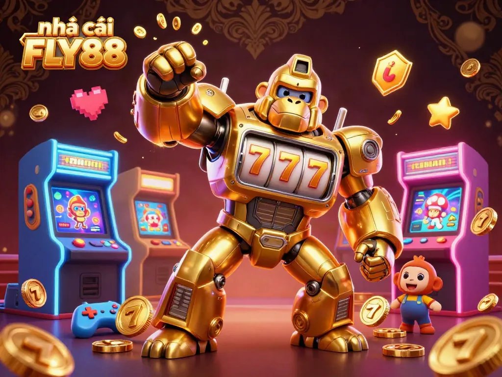 Play exciting games at nhà cái FLY88 featuring dynamic characters amidst a colorful casino scene.