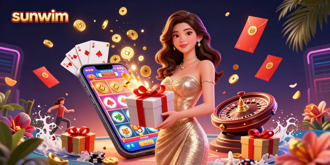 Experience sunwim's winning atmosphere with vibrant casino elements in a festive Lunar New Year theme.