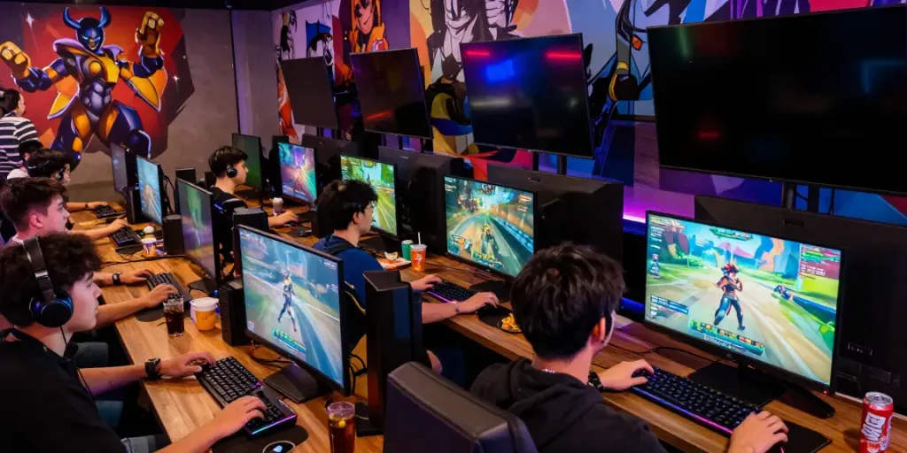 Vibrant gaming community at ROKOK88 with players engaged in multiplayer action.