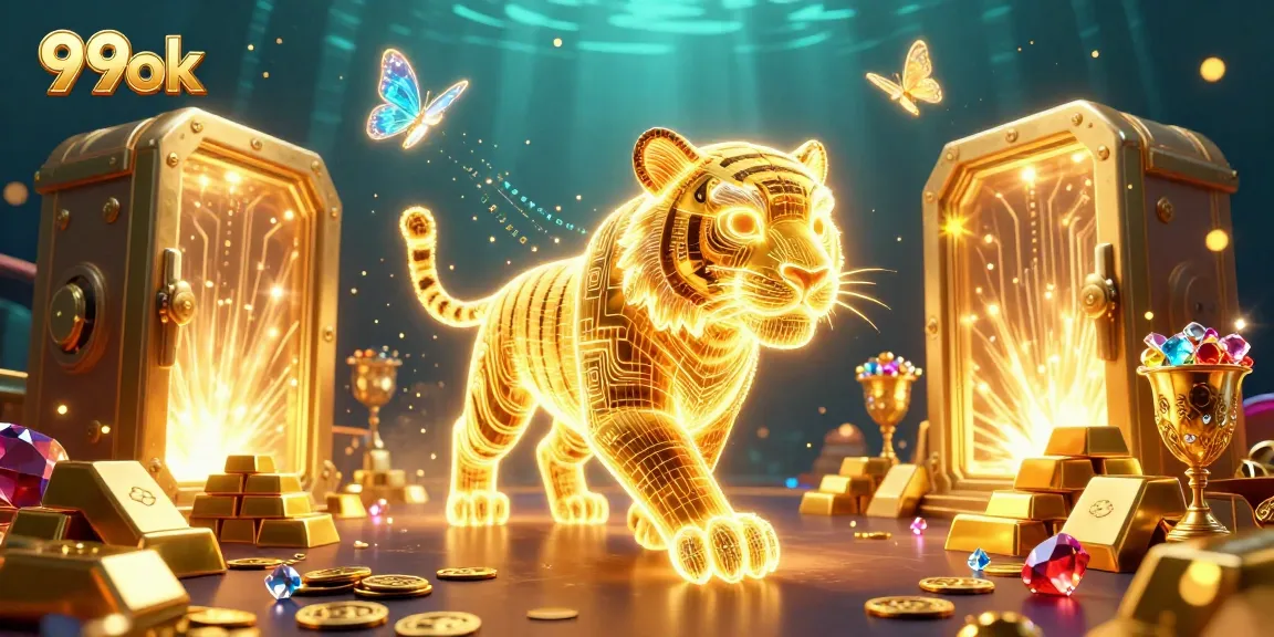 Experience the thrill of 99ok with an ultra-detailed casino scene filled with glowing treasures.