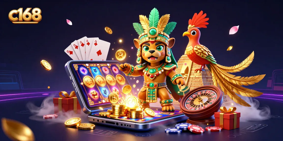Experience thrilling slots action with c168 while exploring a dynamic Mayan-inspired casino scene.
