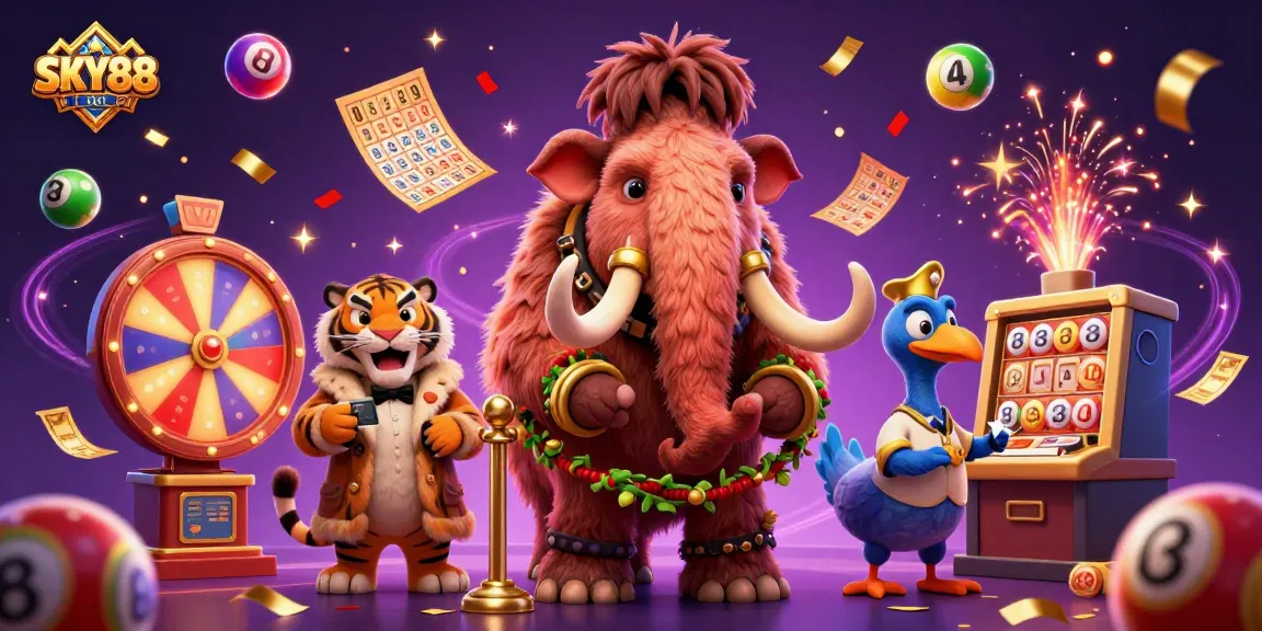 Experience the excitement at SKY88 with vibrant casino characters and dynamic gaming elements.