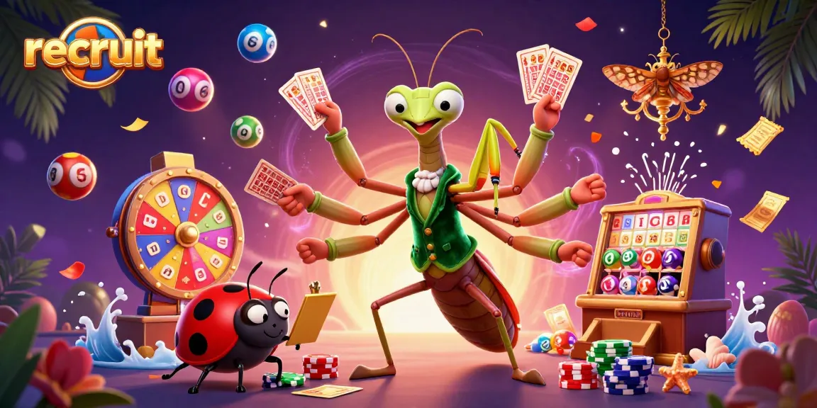 Recruit your winnings with thrilling lotto action featuring animated characters in a vibrant casino.