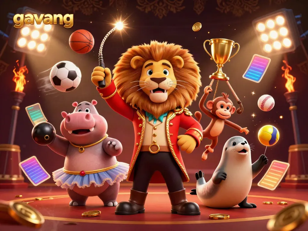 Experience exhilarating sports betting action with gavang in a vibrant 3D carnival scene.