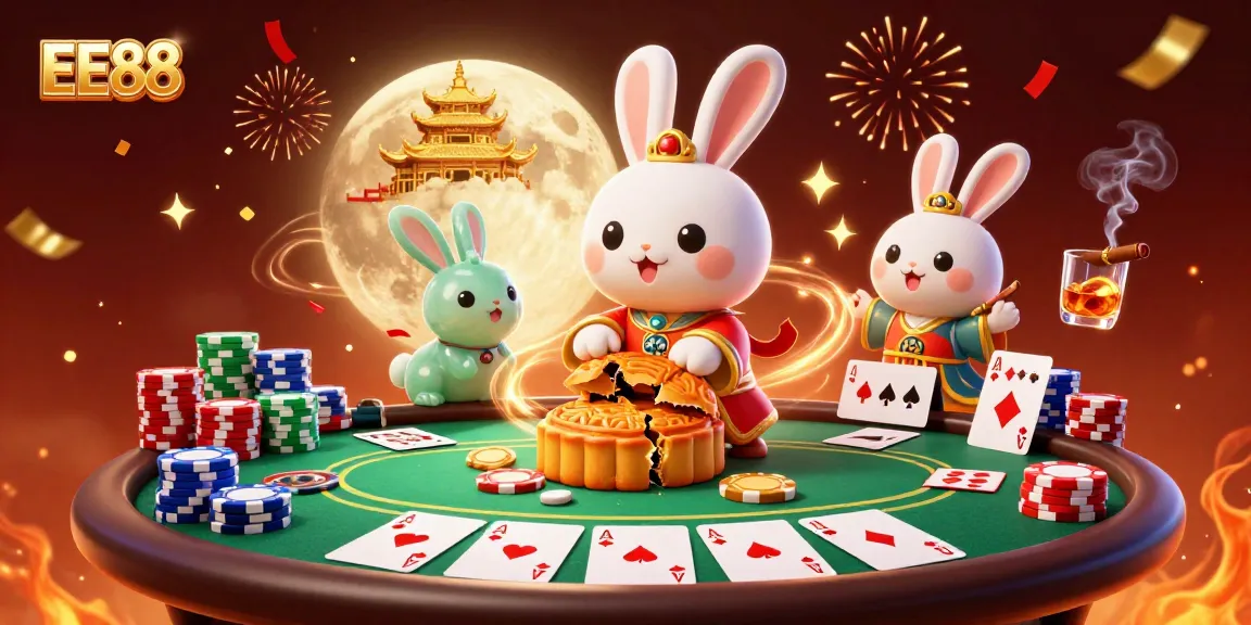 EE88 moon rabbit creates excitement with poker elements on the lunar surface, perfect for casino enthusiasts