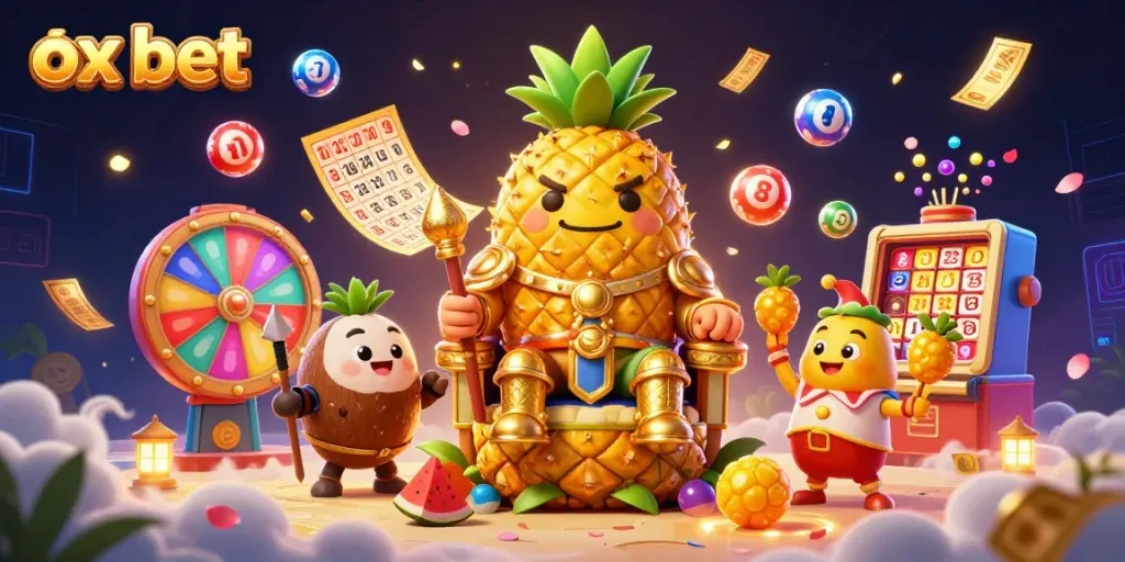 Win big with ox bet at this vibrant 3D cartoon casino scene featuring engaging characters and exciting game elements.