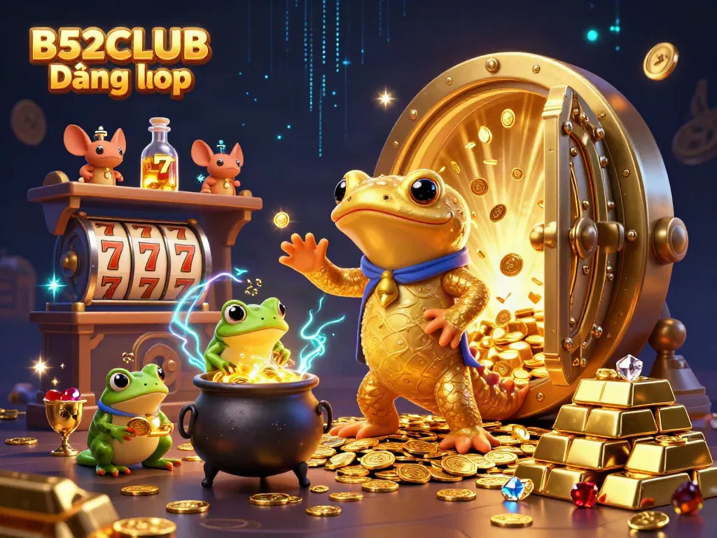 Experience the enchanting realm of B52CLUB Đăng nhập with dynamic alchemy, gold coins, and casino symbols.