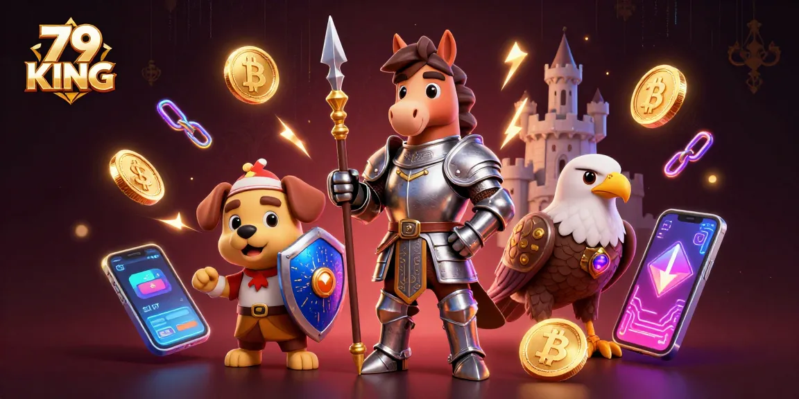 Engaging scene of 79 KING with characters in an ultra-detailed casino setting featuring vibrant crypto elements.