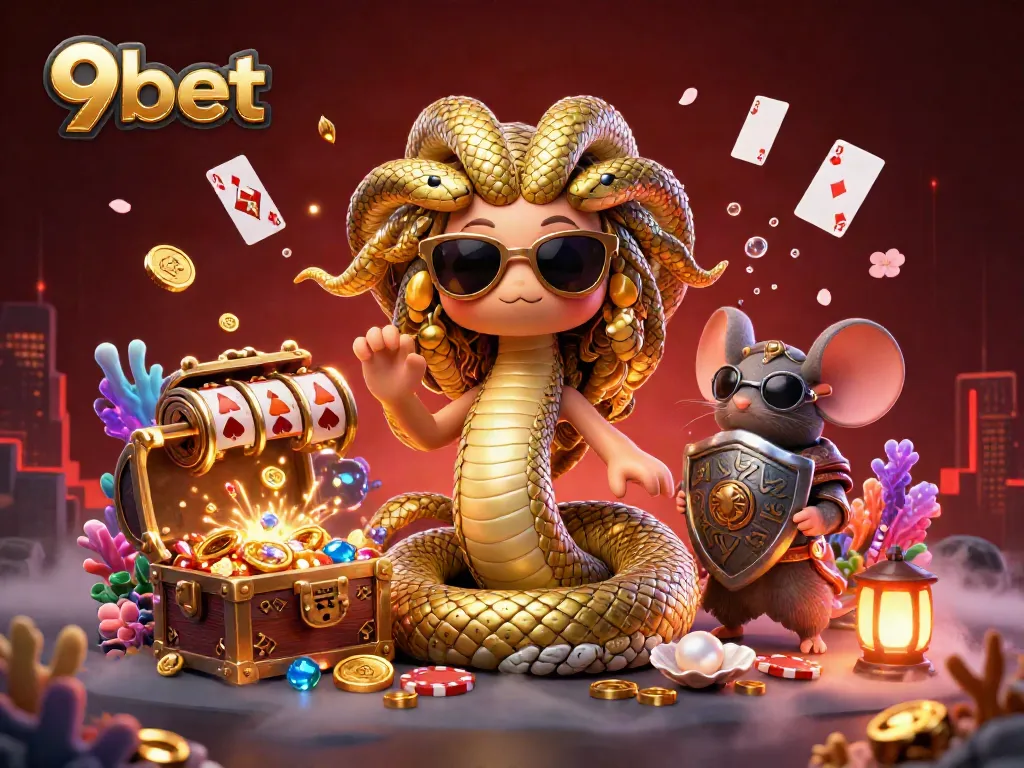 Experience thrilling casino action with 9bet featuring vivid Medusa, a warrior mouse, and dynamic game elements.