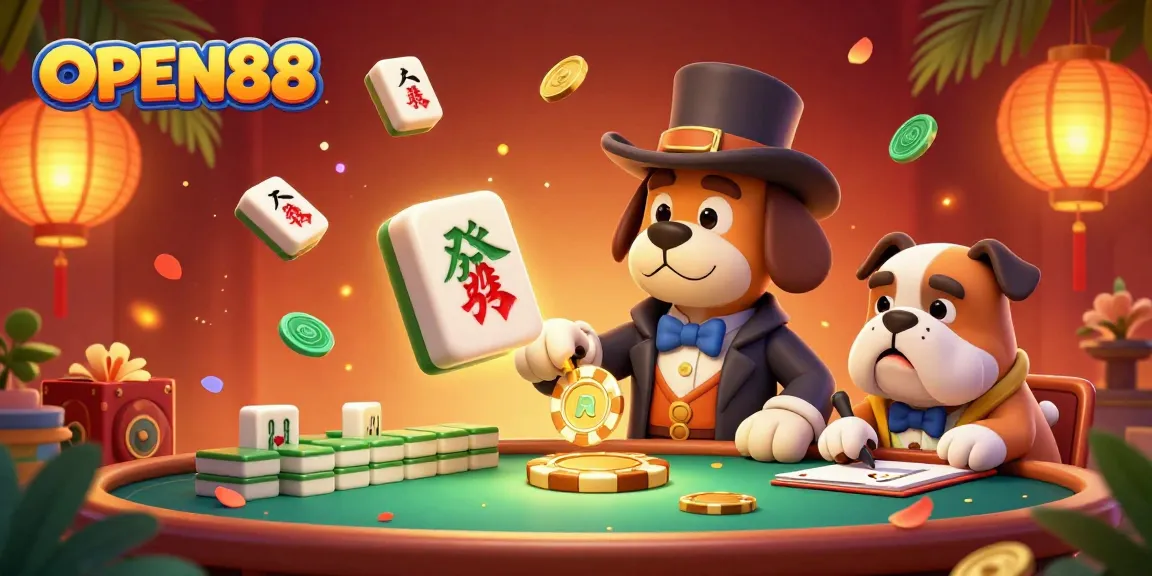 OPEN88 detective character analyzing casino clues amidst vibrant game elements and golden treasures.