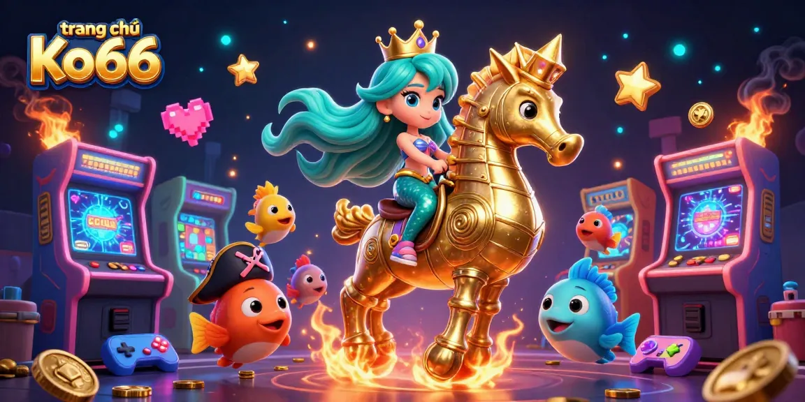 Experience the excitement of trang chủ Ko66 with a vibrant arcade casino scene featuring a mermaid princess.