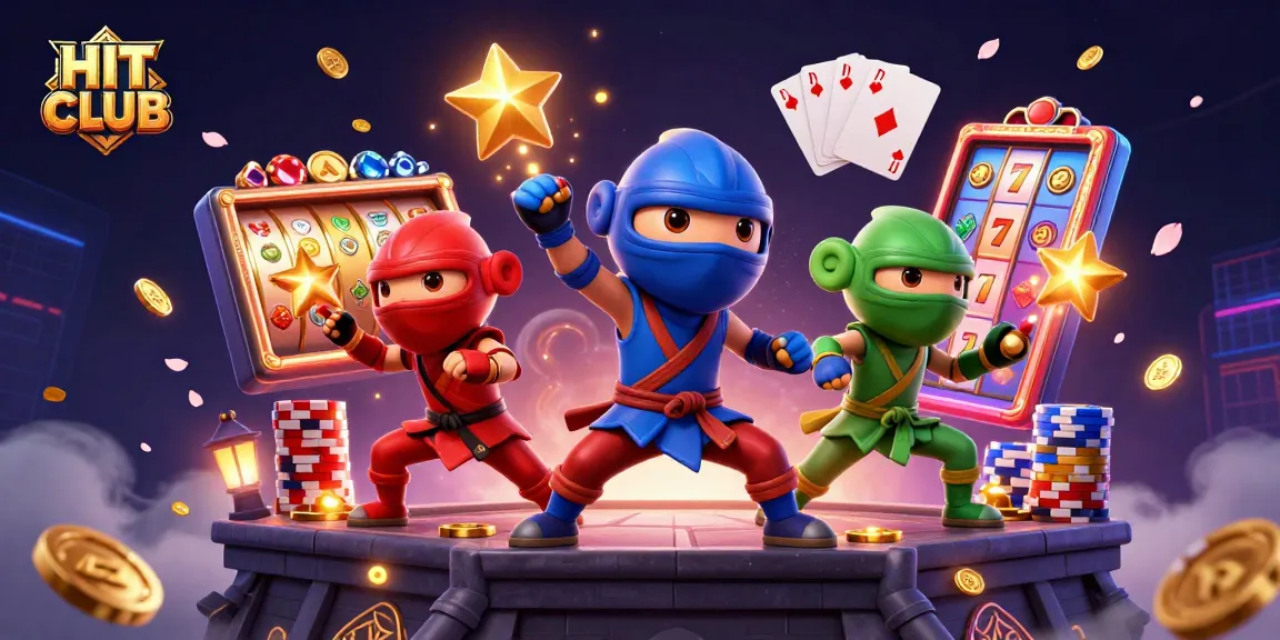 Experience HIT CLUB's vibrant gaming action with dynamic chameleons, casino riches, and thrilling slot reels.