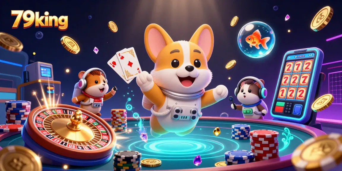 Experience thrilling moments at 79king with floating coins and casino games in a vibrant scene.