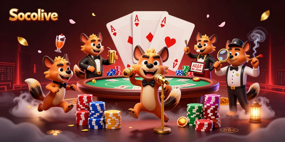 Socolive brings excitement as hyenas run a comedy casino club with poker scenes, vibrant atmosphere!