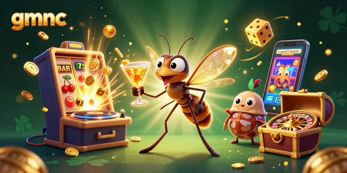 Win big at gmnc casino with a vibrant scene of characters celebrating over a jackpot explosion.