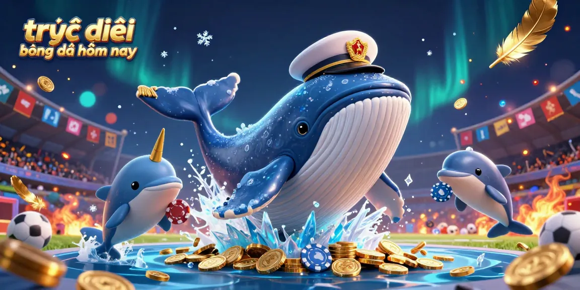 Experience trực tiếp bóng đá hôm nay with a thrilling scene featuring a captain whale, narwhal, and dolphins in a vibrant betting layout.
