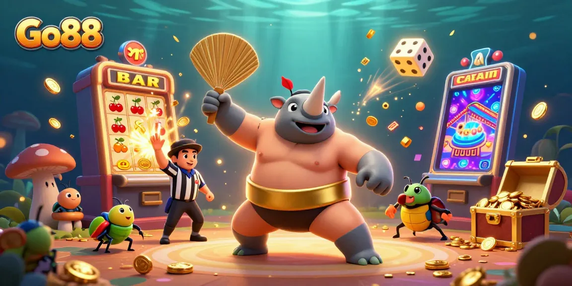 Go88 slot game excitement captured in a vibrant, dynamic 3D scene filled with winning moments.