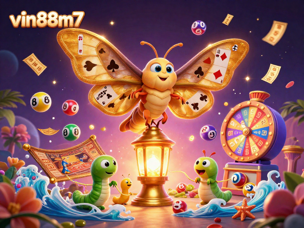 Experience the thrilling world of vin88m7 with vibrant casino scenes among dynamic lottery elements.