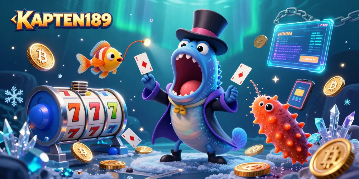 Permainan slot KAPTEN189 dengan karakter laut dalam yang menarik dan simbol keberuntungan.