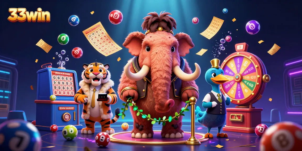 Experience thrilling gaming at 33win with vibrant lottery balls and captivating characters.