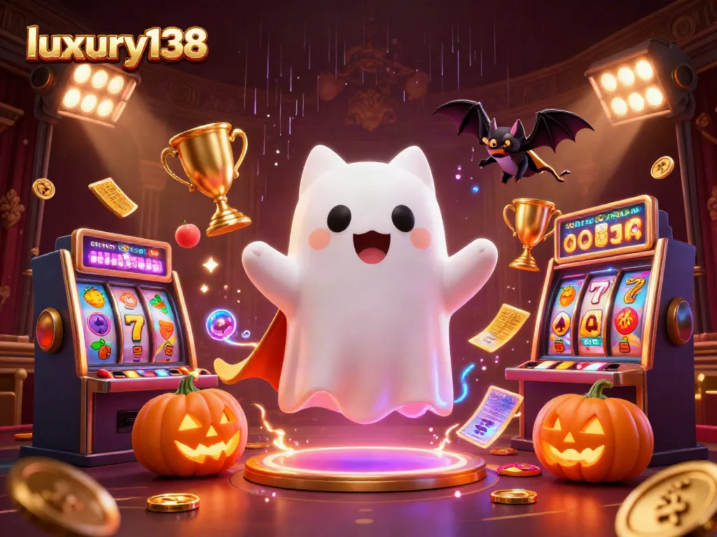 Spin to win with luxury138 as ghostly characters light up the vibrant casino scene.