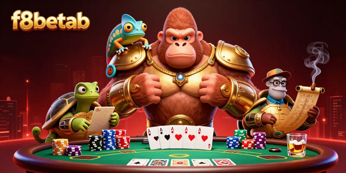 Experience intense poker action with f8betab's dynamic casino characters and vibrant game elements.